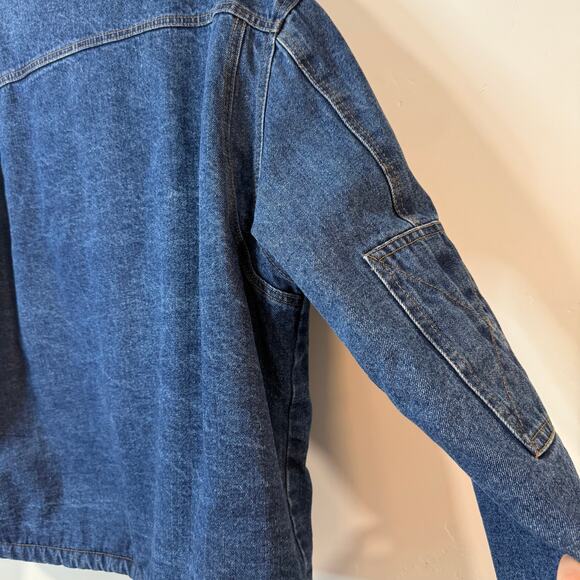 Wrangler Men's Sherpa Lined Denim Jacket Chore Coat Barn Field Cargo Blue XL - Picture 2 of 9